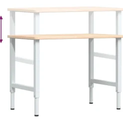 vidaXL Accesorios De Bricolaje-Banco de trabajo rectangular madera maciza 100x60x(71,5-98) cm