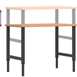 vidaXL Accesorios De Bricolaje-Banco de trabajo rectangular madera maciza 100x60x(71,5-98) cm