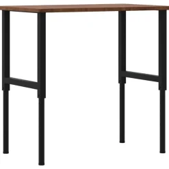 vidaXL Banco de trabajo rectangular madera maciza 100x60x(71,5-98) cm marr&oacute;n oscuro y negro