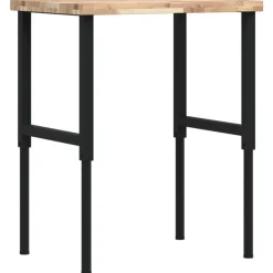 vidaXL Banco de trabajo rectangular madera maciza 80x60x(73-99,5) cm Marrón y negro Clearance