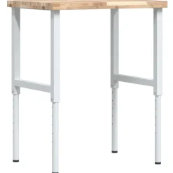 vidaXL Banco de trabajo rectangular madera maciza 80x60x(73-99,5) cm Marr&oacute;n y blanco Clearance