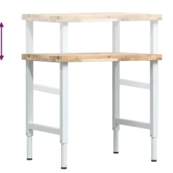 vidaXL Banco de trabajo rectangular madera maciza 80x60x(73-99,5) cm Marr&oacute;n y blanco Clearance