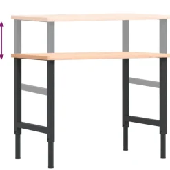 vidaXL Accesorios De Bricolaje-Banco de trabajo rectangular madera maciza 100x60x(71,5-98) cm