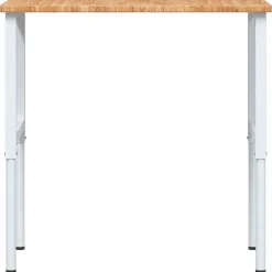 vidaXL Banco de trabajo rectangular madera maciza 100x60x(71,5-98) cm marr&oacute;n claro y blanco New