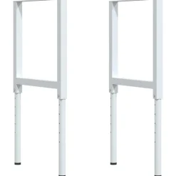vidaXL Banco de trabajo rectangular madera maciza 100x60x(71,5-98) cm marr&oacute;n claro y blanco New