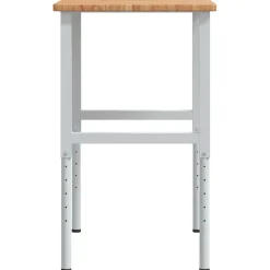 vidaXL Banco de trabajo rectangular madera maciza 100x60x(71,5-98) cm marr&oacute;n claro y blanco New
