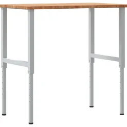 vidaXL Banco de trabajo rectangular madera maciza 100x60x(71,5-98) cm marr&oacute;n claro y blanco New