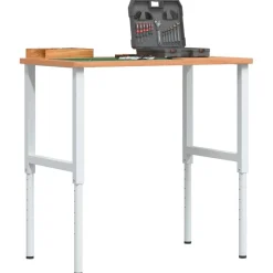 vidaXL Accesorios De Bricolaje-Banco de trabajo rectangular madera maciza 100x60x(71,5-98) cm