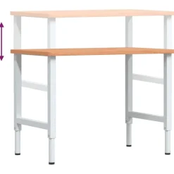 vidaXL Accesorios De Bricolaje-Banco de trabajo rectangular madera maciza 100x60x(71,5-98) cm