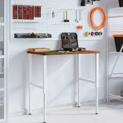 vidaXL Accesorios De Bricolaje-Banco de trabajo rectangular madera maciza 100x60x(71,5-98) cm