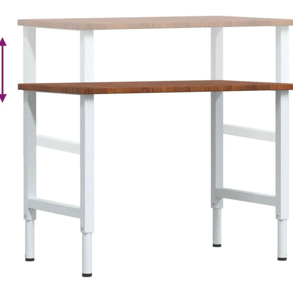 vidaXL Accesorios De Bricolaje-Banco de trabajo rectangular madera maciza 100x60x(71,5-98) cm