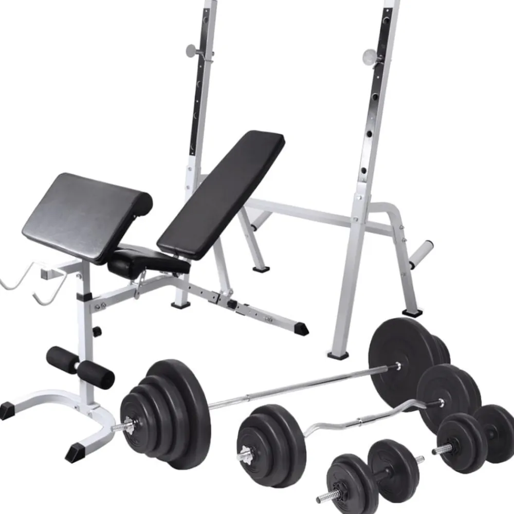 vidaXL Banco ejercicios con soporte pesas, pesas y mancuernas 120 kg Best