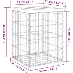 vidaXL Muebles De Jardín-Banco jardín diseño gaviones madera pino impregnada 33x31x42 cm