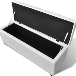 vidaXL Banco largo de almacenamiento de madera Blanco Best