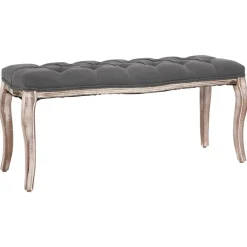 vidaXL Banco lino y madera maciza 110x38x48 cm Gris oscuro Clearance