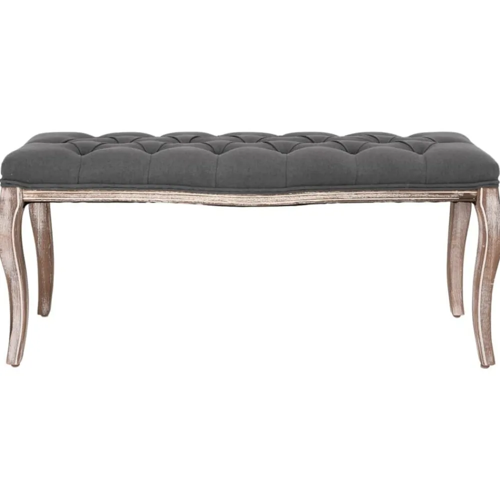 vidaXL Banco lino y madera maciza 110x38x48 cm Gris oscuro Clearance
