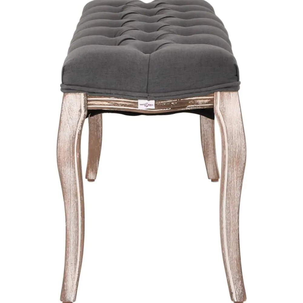 vidaXL Banco lino y madera maciza 110x38x48 cm Gris oscuro Clearance