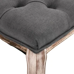 vidaXL Banco lino y madera maciza 110x38x48 cm Gris oscuro Clearance