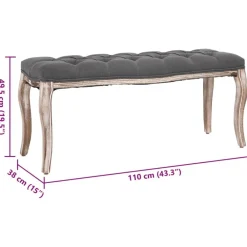 vidaXL Banco lino y madera maciza 110x38x48 cm Gris oscuro Clearance