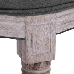 vidaXL Banco lino y madera maciza 150x40x48 cm Gris oscuro Outlet