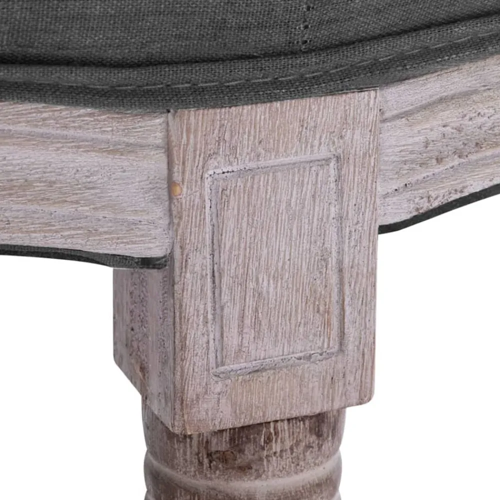 vidaXL Banco lino y madera maciza 150x40x48 cm Gris oscuro Outlet