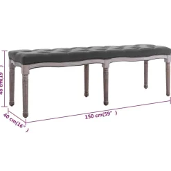 vidaXL Banco lino y madera maciza 150x40x48 cm Gris oscuro Outlet