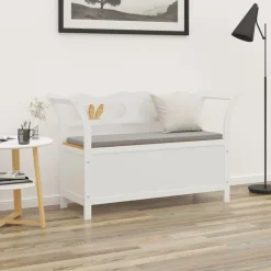 vidaXL Banco madera maciza abeto blanco 107x45x75,5 cm Blanco y marr&oacute;n Hot