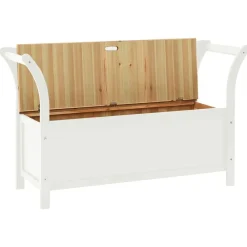 vidaXL Banco madera maciza abeto blanco 107x45x75,5 cm Blanco y marr&oacute;n Hot