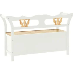 vidaXL Banco madera maciza abeto blanco 107x45x75,5 cm Blanco y marr&oacute;n Hot