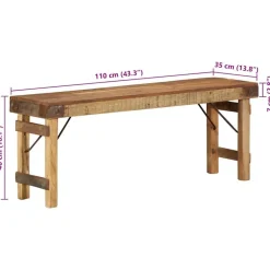 vidaXL Bancos-Banco Natural 110 x 35 x 46 cm Madera Vieja Recuperada