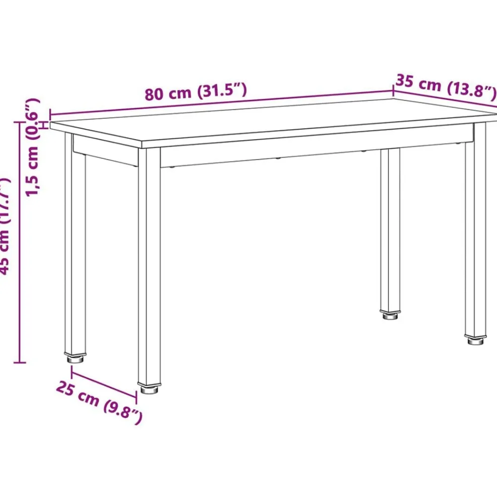 vidaXL Banco 80 x 35 x 45 cm Madera de pino macizo Natural Hot