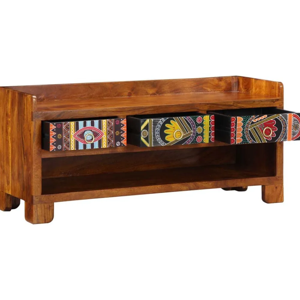 vidaXL Banco para zapatos con cajón Marrón miel 100 x 35 x 45 cm Clearance