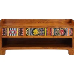 vidaXL Banco para zapatos con cajón Marrón miel 100 x 35 x 45 cm Clearance