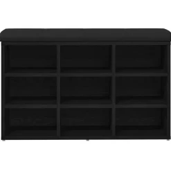 vidaXL Banco para zapatos Negro 80 x 30 x 48 cm Madera contrachapada Roble negro Clearance