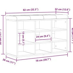 vidaXL Banco para zapatos Negro 80 x 30 x 48 cm Madera contrachapada Roble negro Clearance