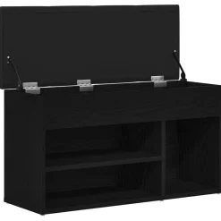 vidaXL Banco para zapatos Negro 80 x 30 x 45 cm Madera contrachapada Roble negro