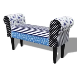 vidaXL Banco patchwork azul y blanco Outlet
