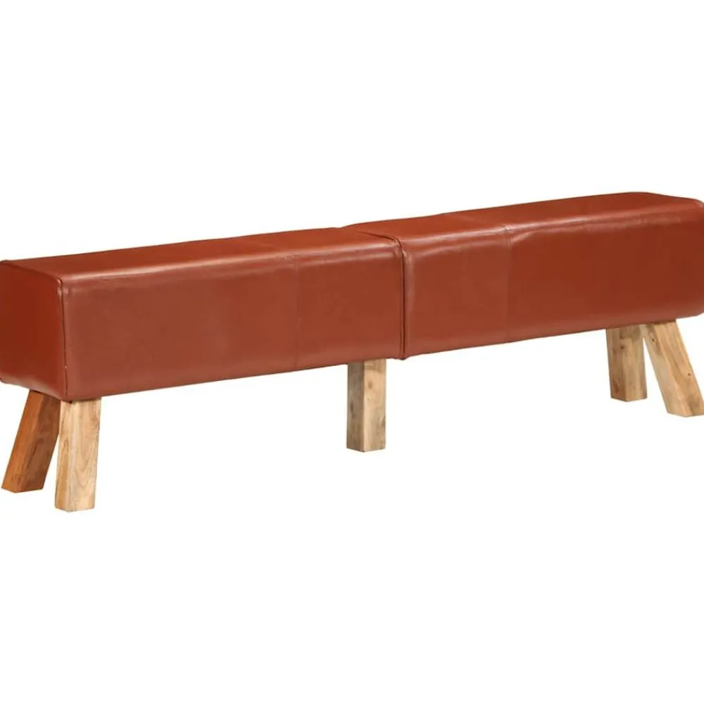 vidaXL Banco potro de gimnasio cuero auténtico marrón 160 cm Marrón oscuro Online