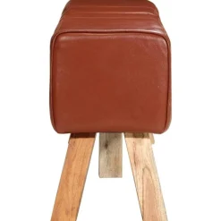 vidaXL Banco potro de gimnasio cuero auténtico marrón 160 cm Marrón oscuro Online