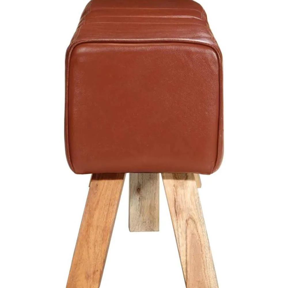 vidaXL Banco potro de gimnasio cuero auténtico marrón 160 cm Marrón oscuro Online