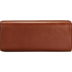 vidaXL Bancos-Banco potro gimnasio cuero auténtico madera mango marrón 58 cm