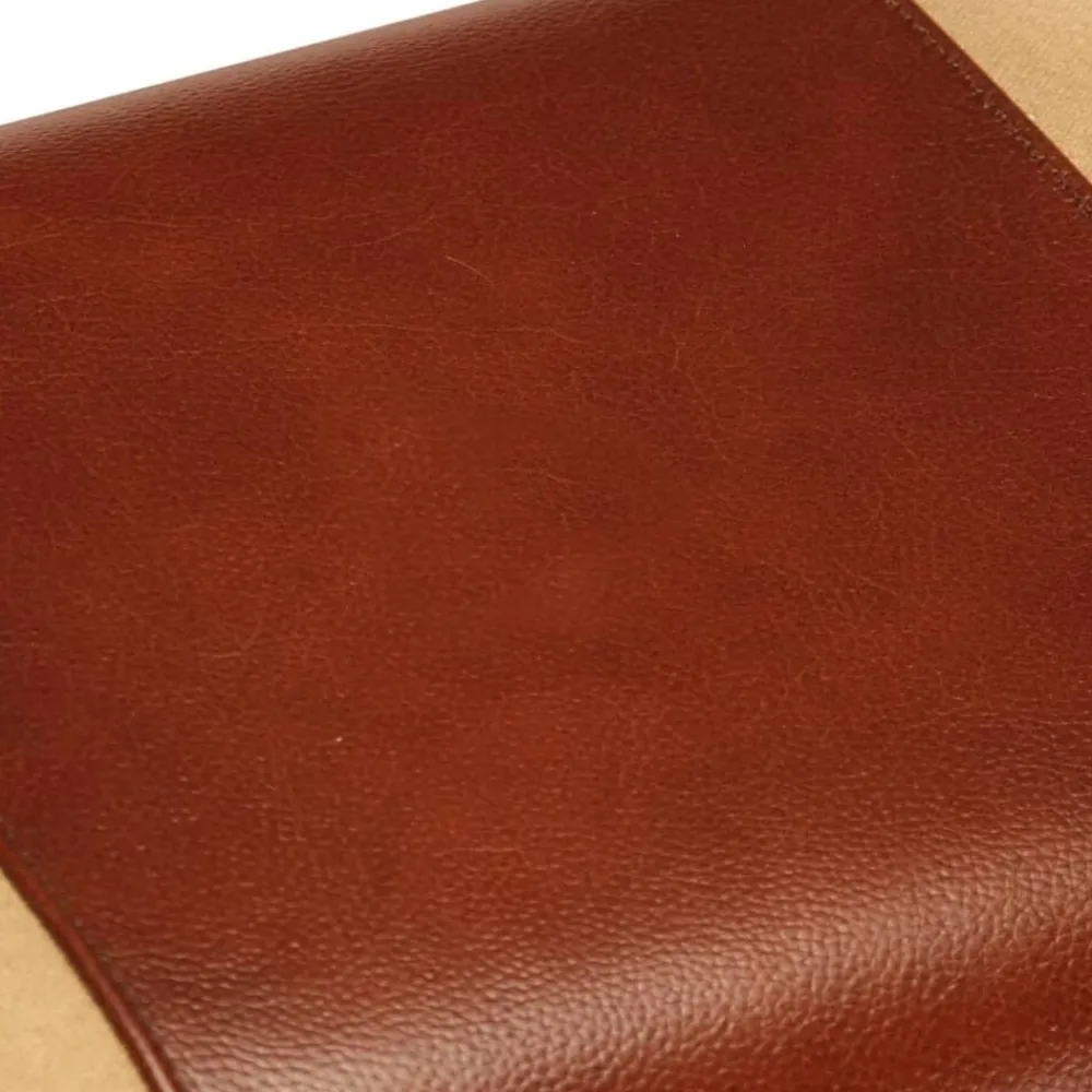 vidaXL Bancos-Banco potro gimnasio cuero auténtico madera mango marrón 58 cm