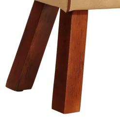 vidaXL Bancos-Banco potro gimnasio cuero auténtico madera mango marrón 58 cm