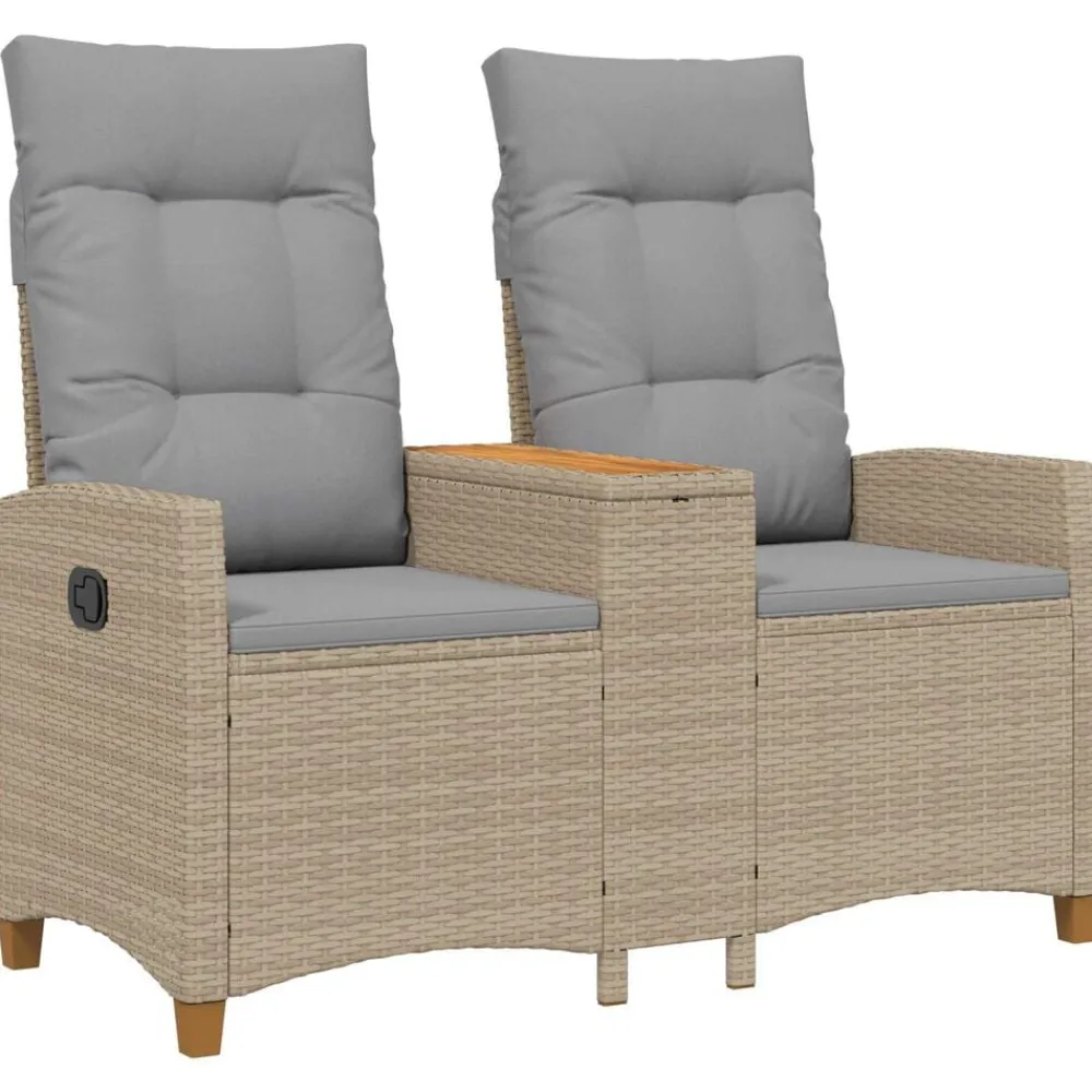 vidaXL Muebles De Jardín-Banco reclinable con mesa 126 x 65 x 112 cm