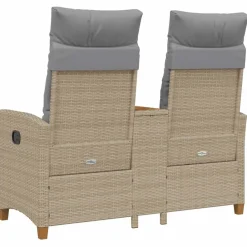 vidaXL Muebles De Jardín-Banco reclinable con mesa 126 x 65 x 112 cm