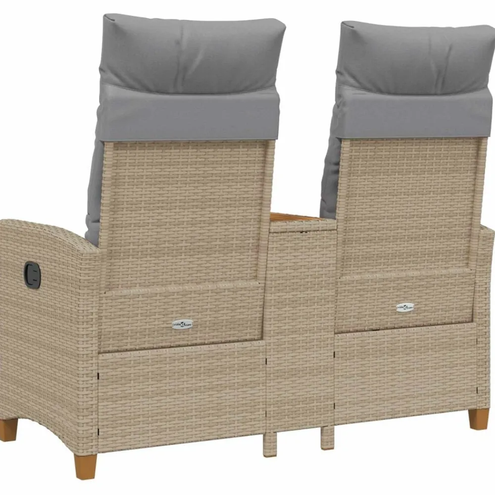 vidaXL Muebles De Jardín-Banco reclinable con mesa 126 x 65 x 112 cm