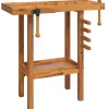 vidaXL Accesorios De Bricolaje-Banco trabajo con tornillos de banco madera acacia 92x48x83cm