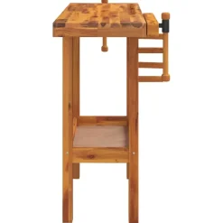vidaXL Accesorios De Bricolaje-Banco trabajo con tornillos de banco madera acacia 92x48x83cm