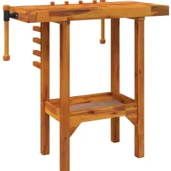 vidaXL Accesorios De Bricolaje-Banco trabajo con tornillos de banco madera acacia 92x48x83cm