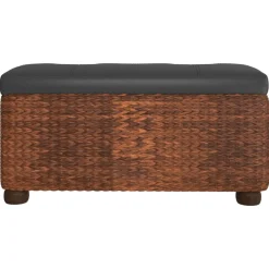 vidaXL Bancos con almacenaje con cojín 2 uds enea marrón 69 cm Marr&oacute;n New